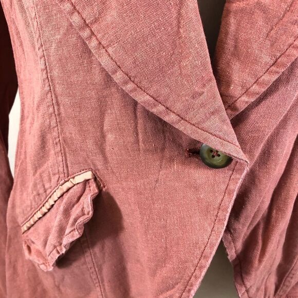 Free People Linen Blend One‎ Button Jacket Salmon S - Picture 11 of 12